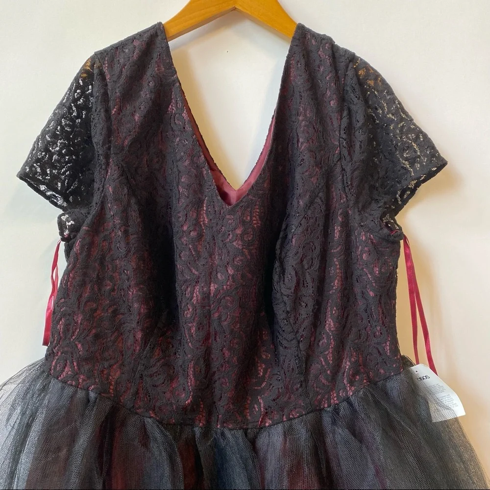 ASOS Curve Black Red Lace Tutu Dress Special Occasion Women's Plus Size 18 NWT - Picture 4 of 10
